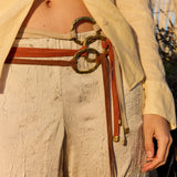 Handcrafted belt with suede leather strap. Knotted belt.