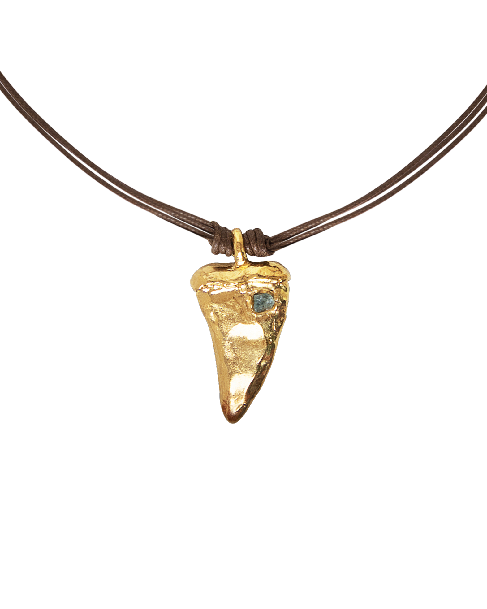 Handmade necklace with raw aquamerine stone. 18k gold plated. Jewelry handcrfated in Barcelona