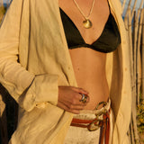 handcrafted belt with suede leather strap. Designed and handcrafted in Barcelona.