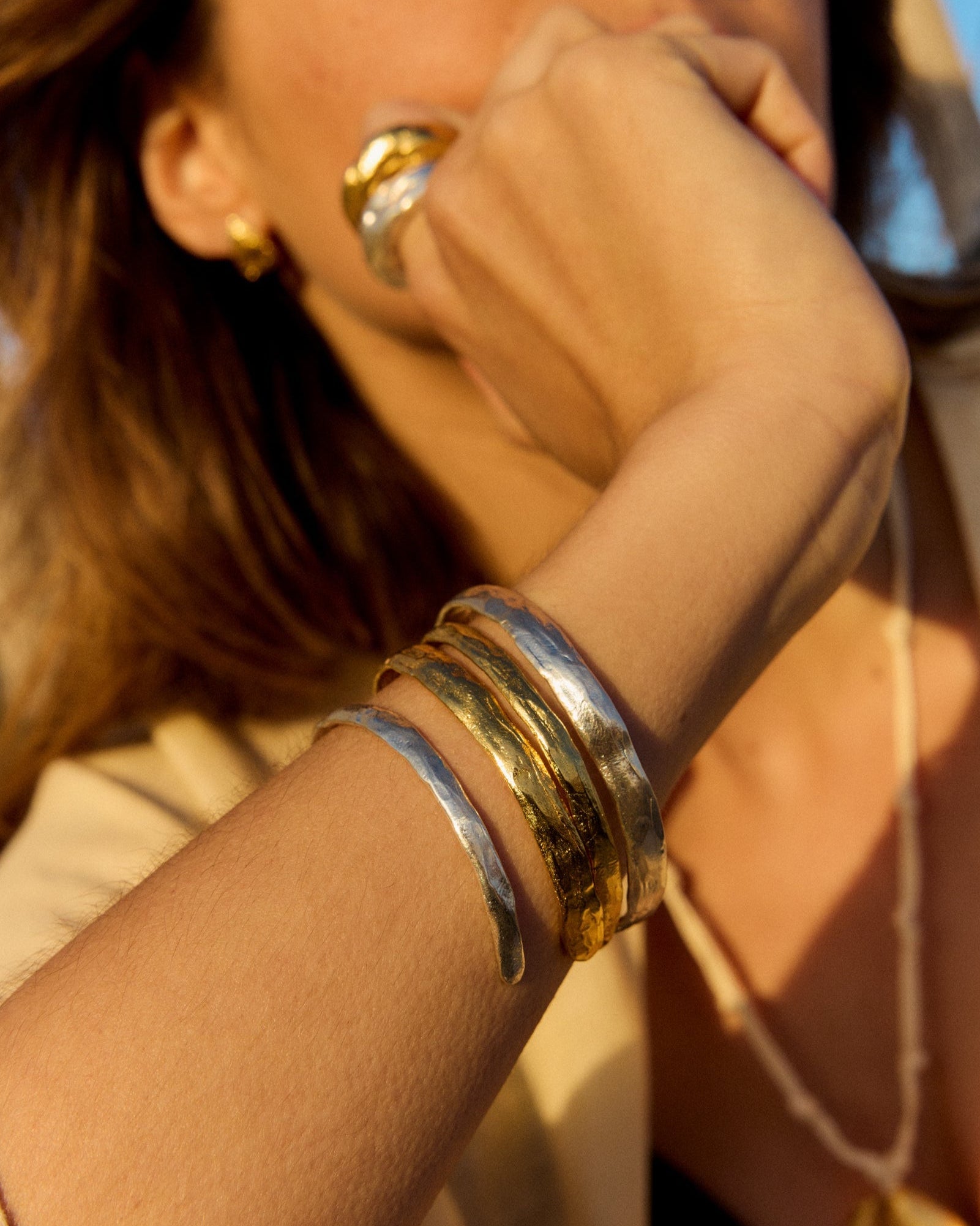 Handmade gold-plated and silver bracelets