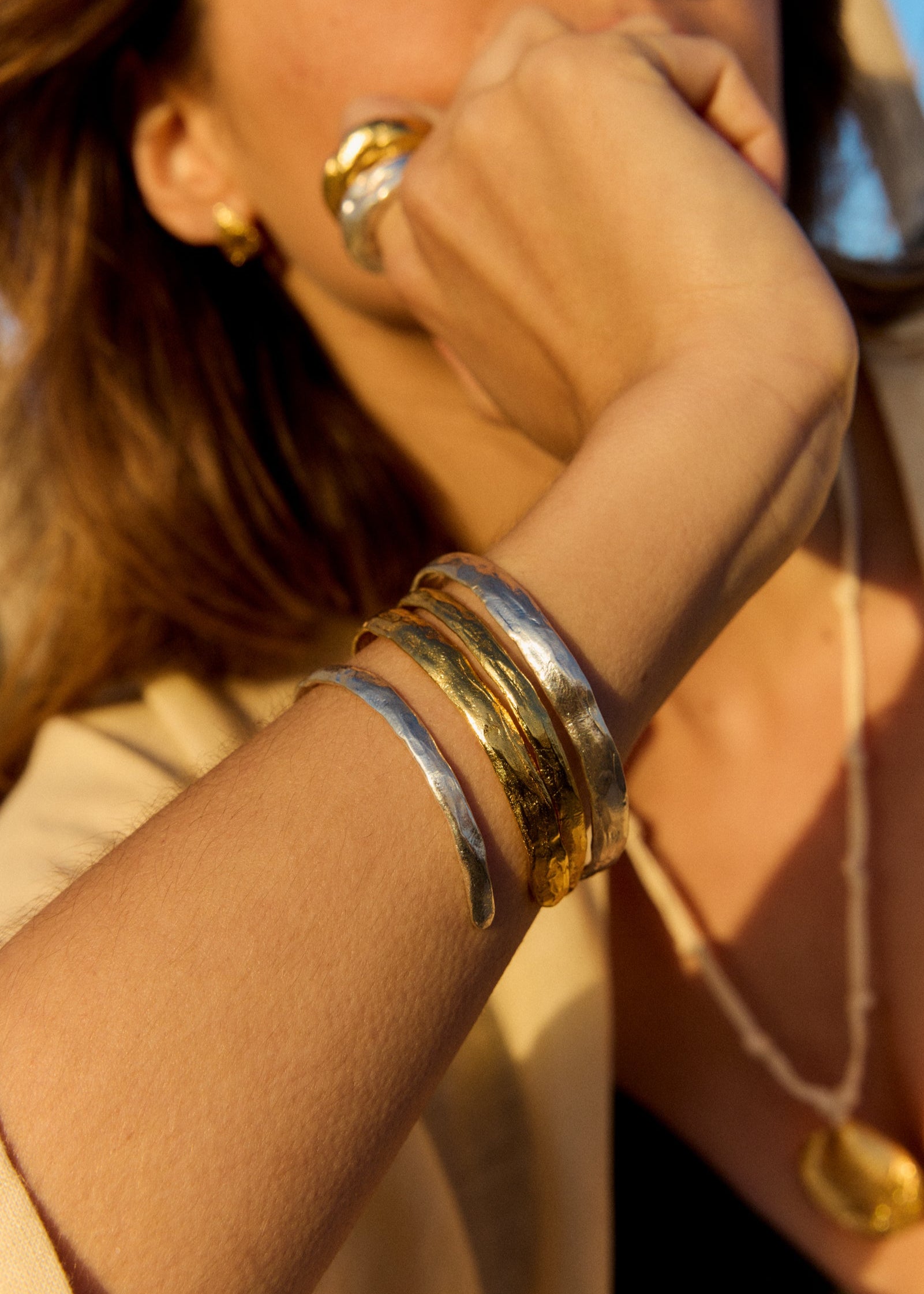 Handmade gold-plated and silver bracelets