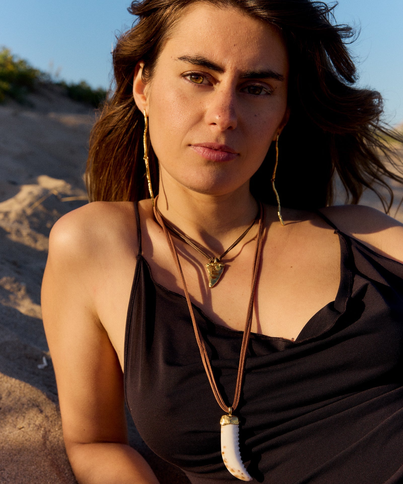 Handmade necklace with raw aquamerine stone. 18k gold plated. Jewelry handcrfated in Barcelona
