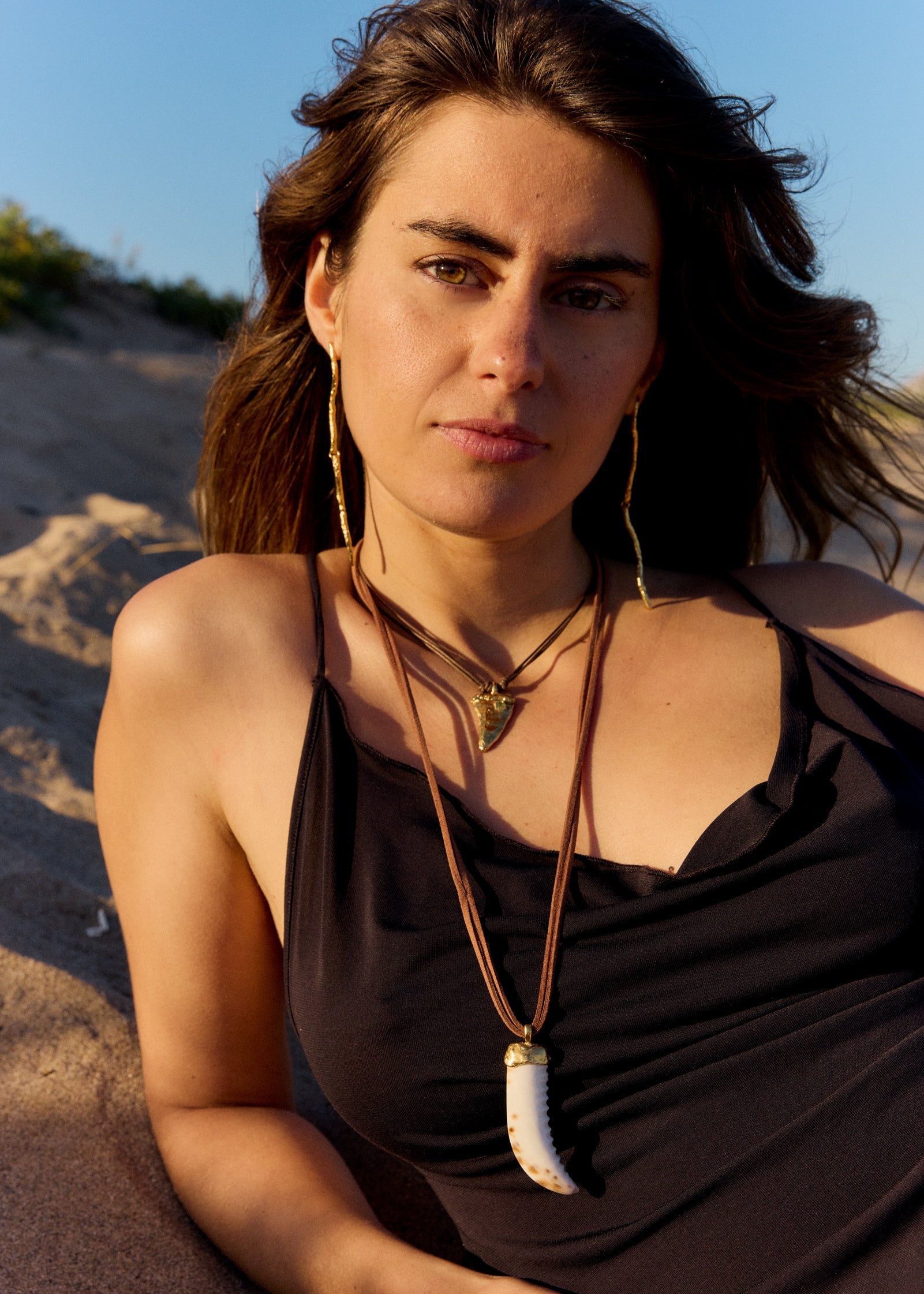 Handmade necklace with raw aquamerine stone. 18k gold plated. Jewelry handcrfated in Barcelona