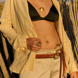 handcrafted belt with suede leather strap. Designed and handcrafted in Barcelona.