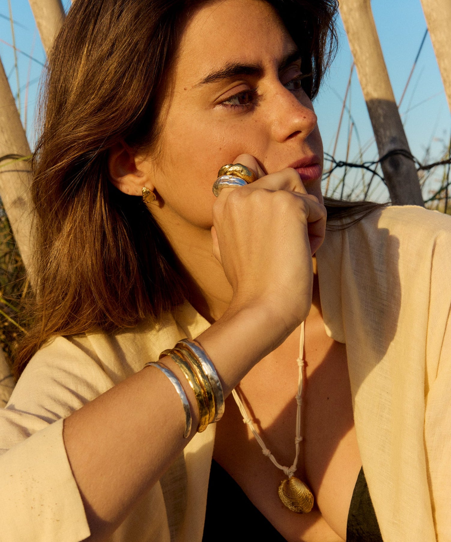 Handmade gold-plated and silver rings