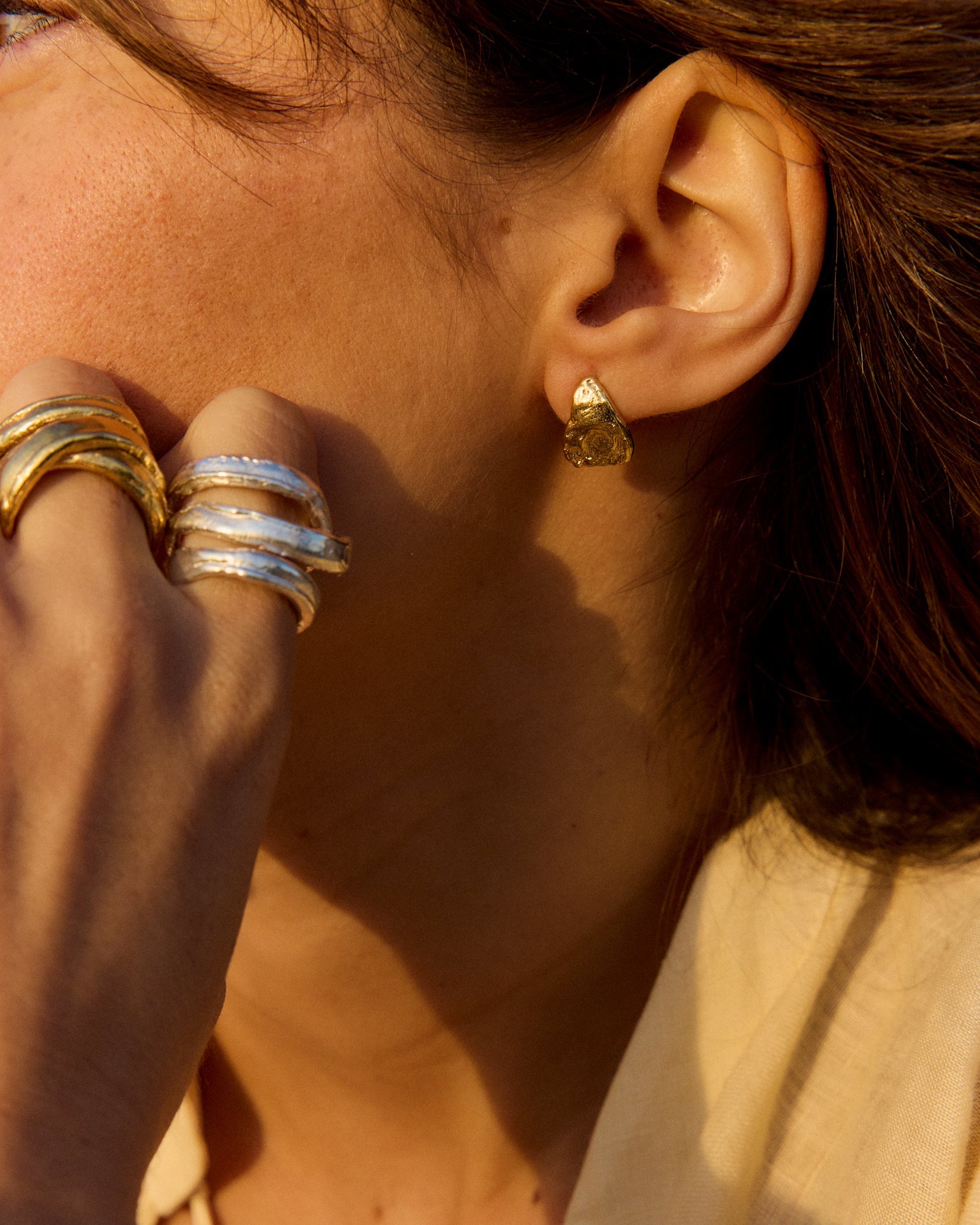 Handmade gold-plated earrings.