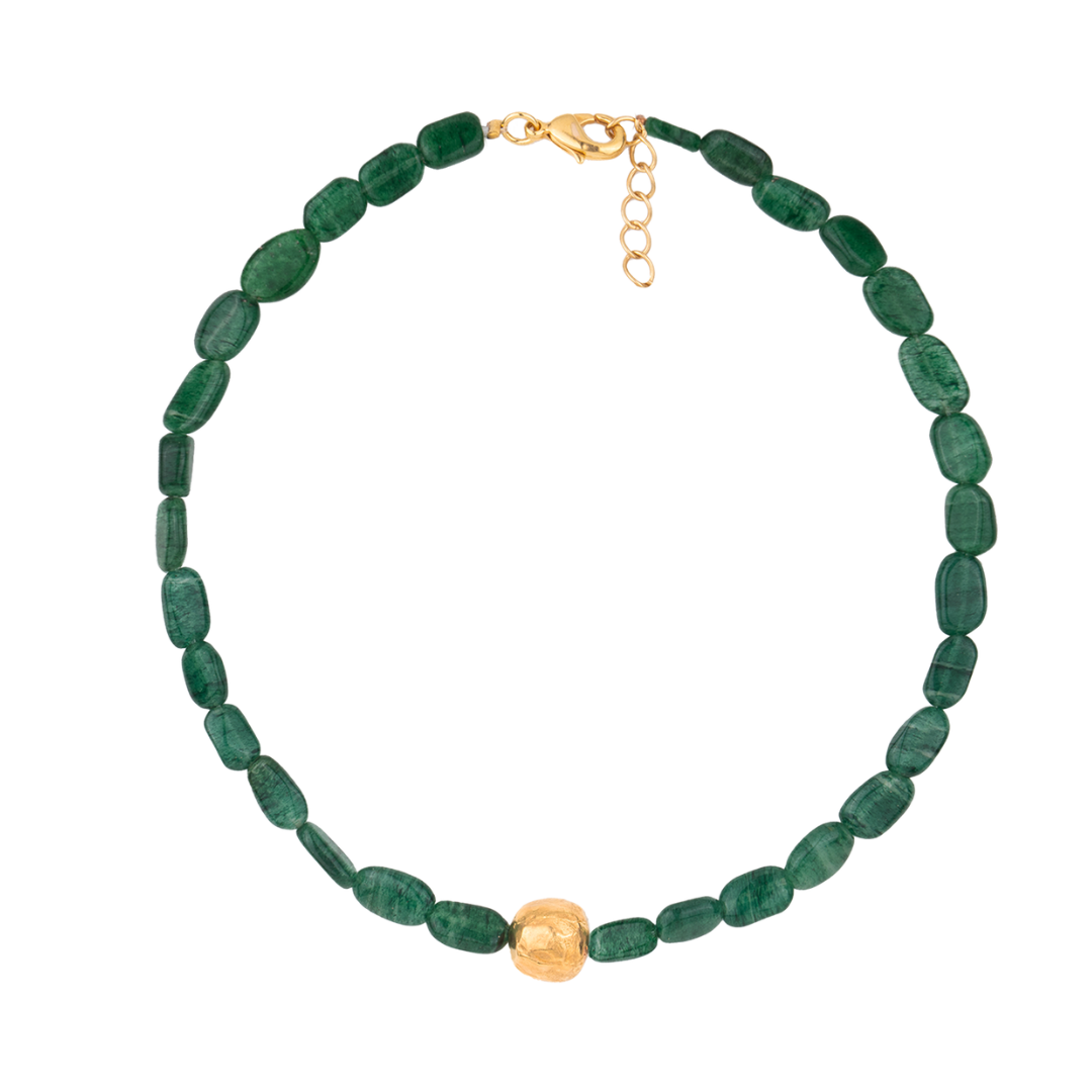 handcrafted pendant with aventurine stones. beaded necklace.