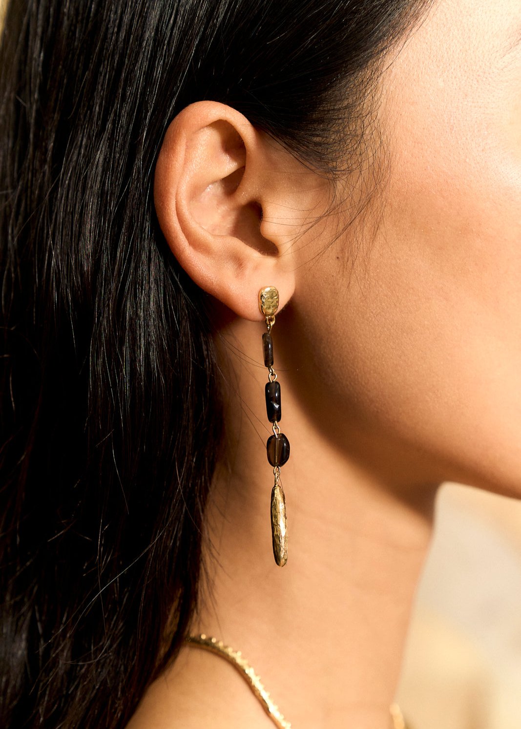 handcrafted earrings with smoky quartz stones