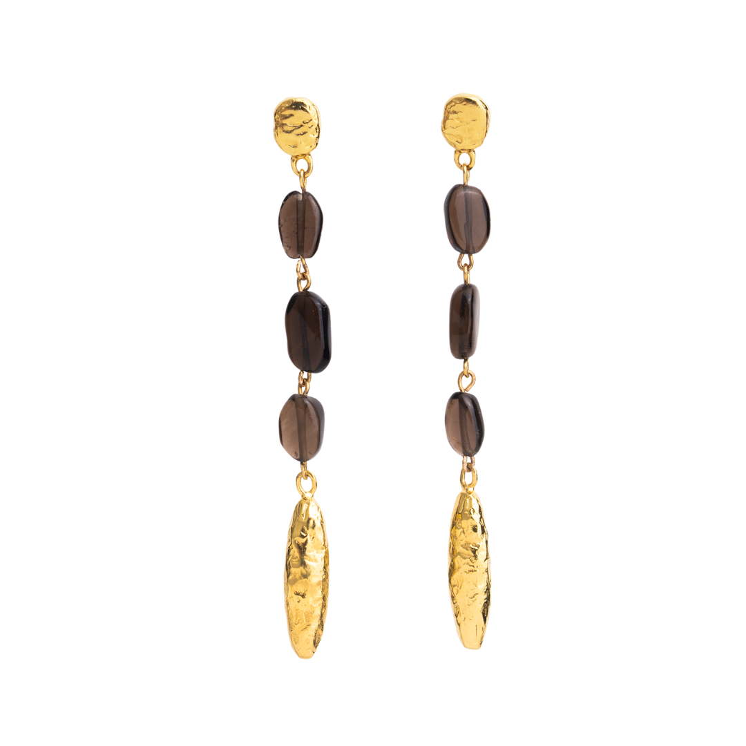 handcrafted earrings with smoky quartz stones