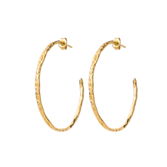 handcrafted hoops with unique tetxure. gold plated earrings